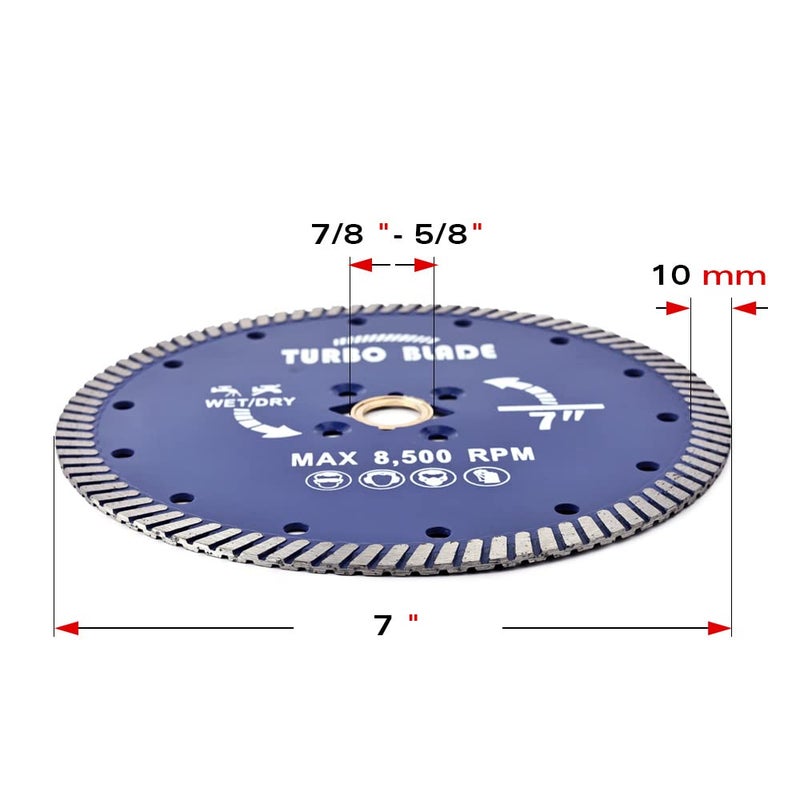 OSCEH 7" Diamond Turbo Blade Granite Diamond Blade for Granite Marble Porcelain Tile Wet/Dry Cutting - Image 4